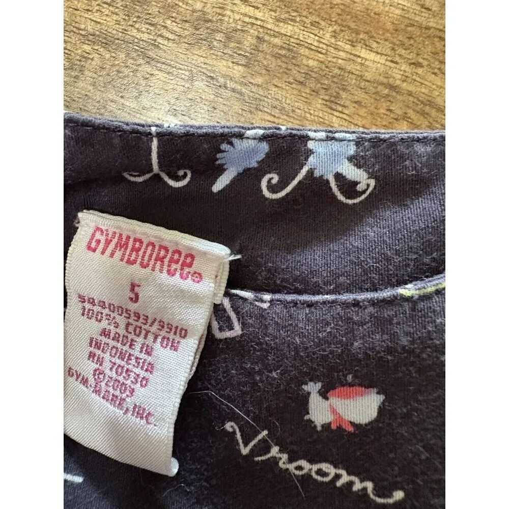 Gymboree Dress Girls 5 Black Paris French Print Sleeveless Cotton Vintage 2000s